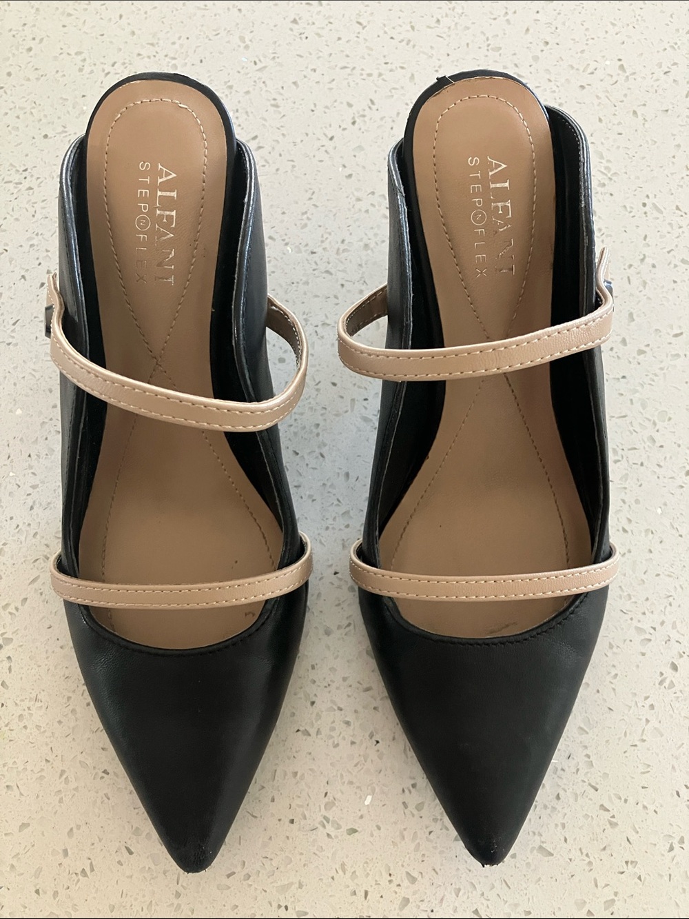 Alfani Step Flex Black double Strap Mule Heel Size 6.5 Classic Business Wear